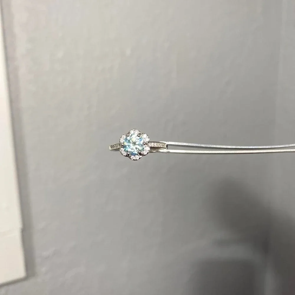 MOISSANITE CRYSTAL FLOWER SHAPED ADJUSTABLE RING FAIRYCORE WHIMSICAL ETHEREAL